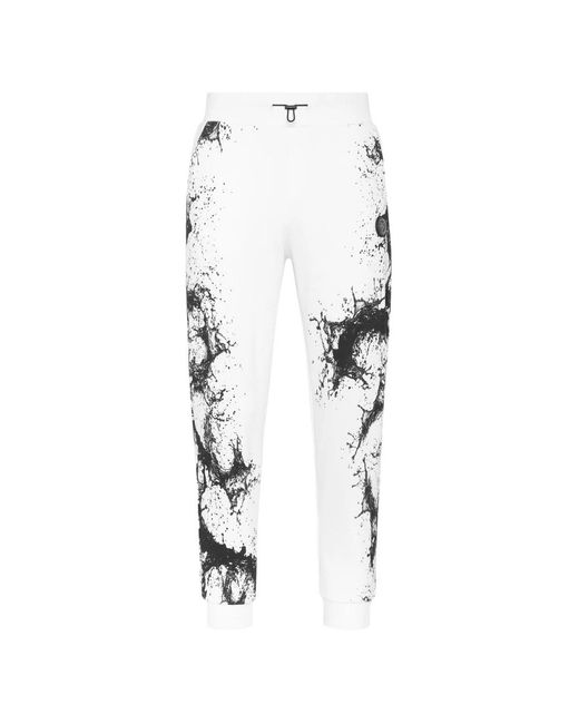 Philipp Plein Fitness ,Wit ,Katoen Jogging Broeken Splash in het White voor heren