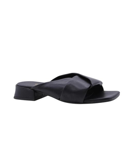 E mia Black Heeled Mules