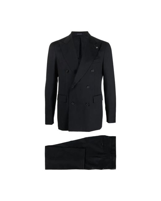 Tagliatore Black Double Breasted Suits for men