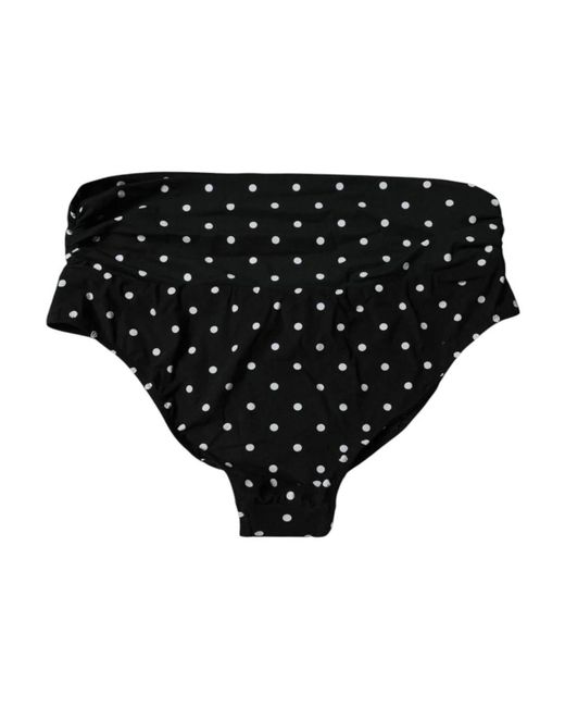 Dolce & Gabbana Black Bikinihose Mit Polka Dots