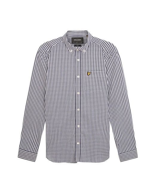 Camicia slim fit gingham di Lyle & Scott in Blue da Uomo