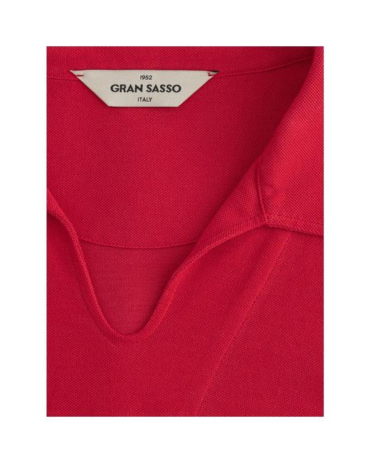 Gran Sasso Polo tennis ohne knöpfe in piquet in Red für Herren