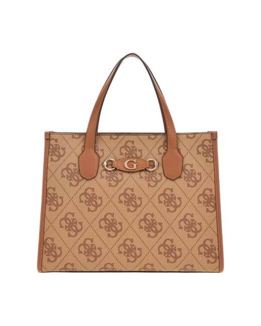 Guess Brown Stilvolle 2 fächer tote tasche latte