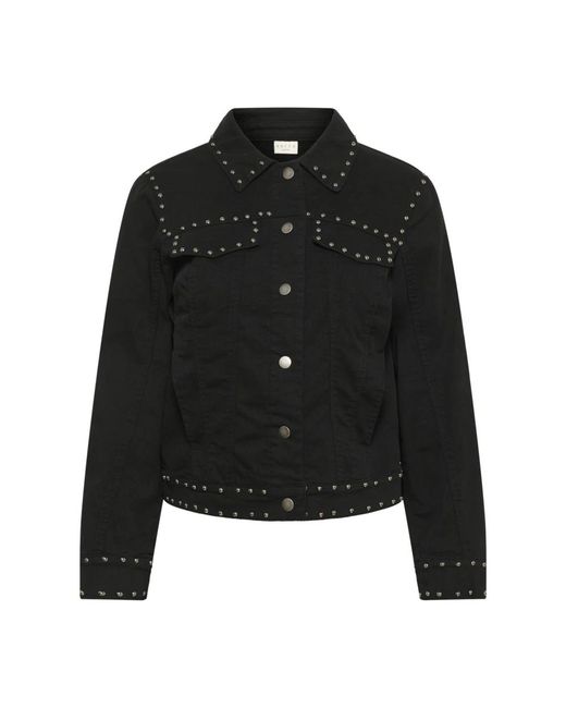 Denim Jackets Kaffe de color Black