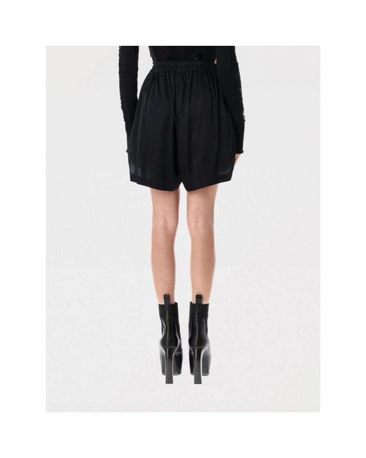 Rick Owens Black Bequeme Kordelzug-Shorts