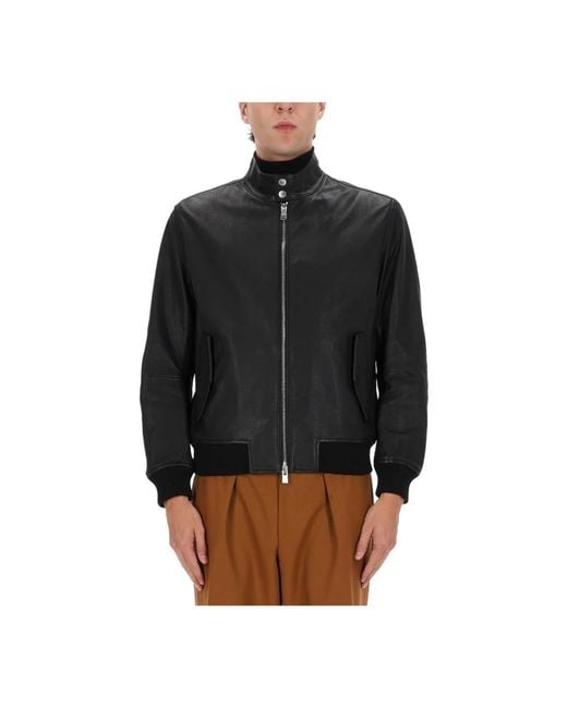 HUGO Black Leather Jackets for men
