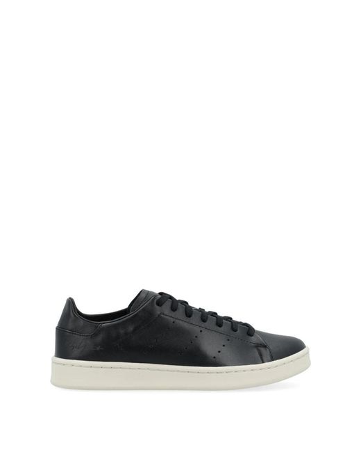 Y-3 Schwarzer Leder-Sneaker in Blue für Herren