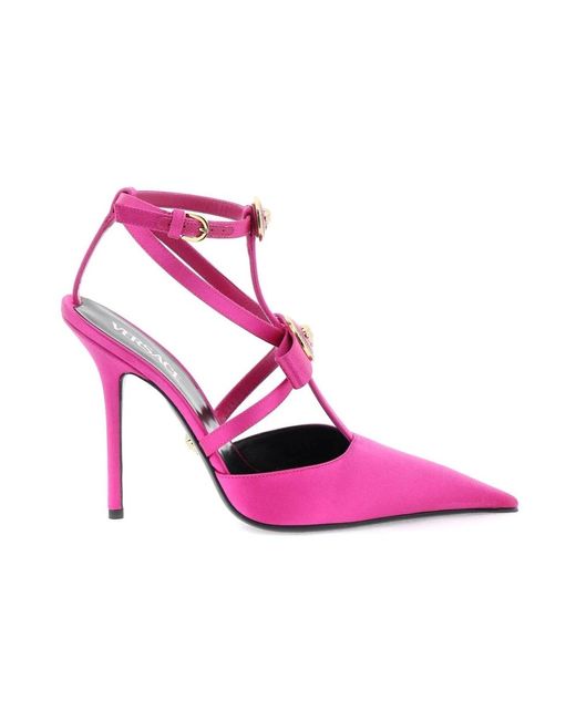 Lazos de seda pumps Versace de color Pink