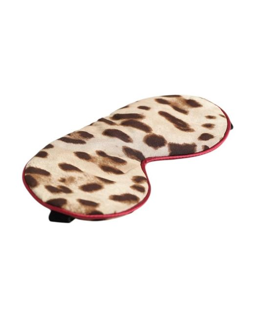 Dolce & Gabbana Accessoires ,Veelkleurig ,Leopard Print Silk Sleep Eye Mask in het Brown