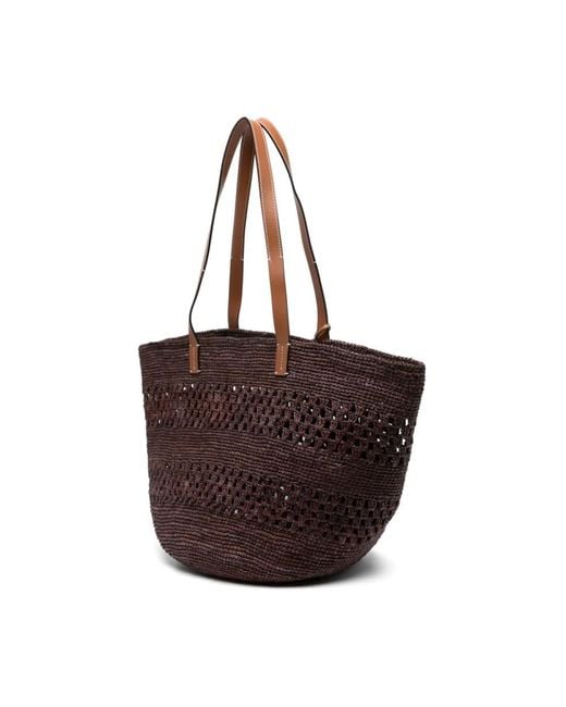 Manebí Brown Raffia weaving basket bag ebí