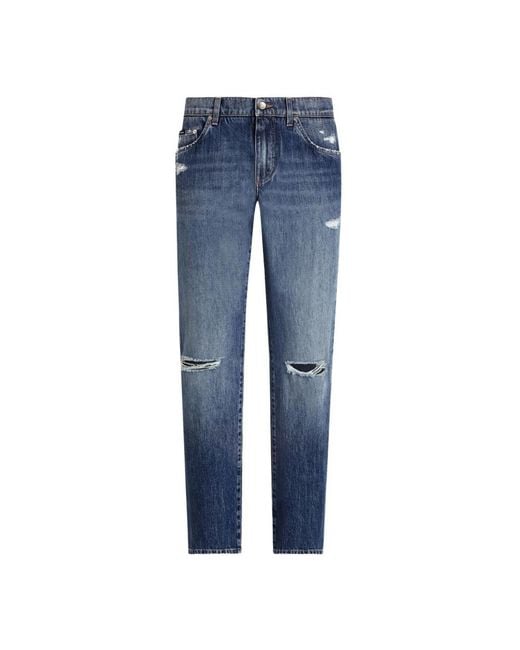 Dolce & Gabbana Blue Straight Fit Jeans for men