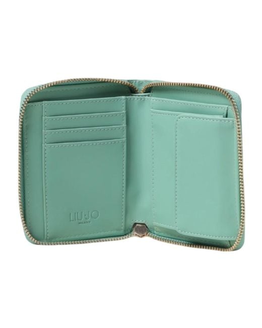 Liu Jo Accessoires ,Groen ,Leer Groene Portemonnee En Kaarthouder Met Rits in het Green