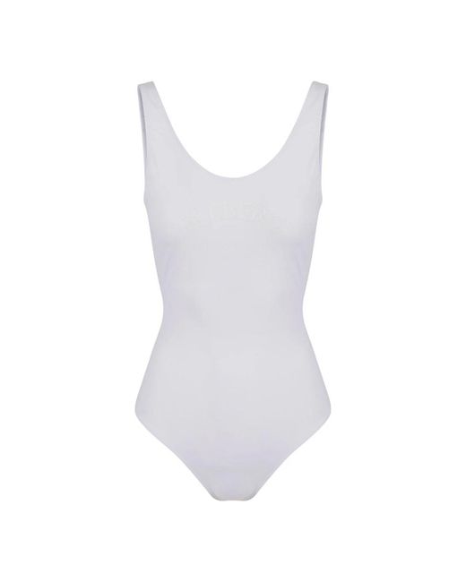 Iceberg Badmode ,Wit ,Witte Olympische-Stijl Eendelige Badpak Met Toon-Op-Toon Logo in het White