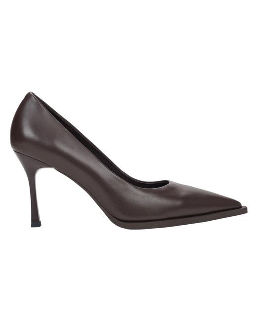 ESTRO Schoenen ,Bruin ,Leer Pumps Met Puntige Neus in het Gray