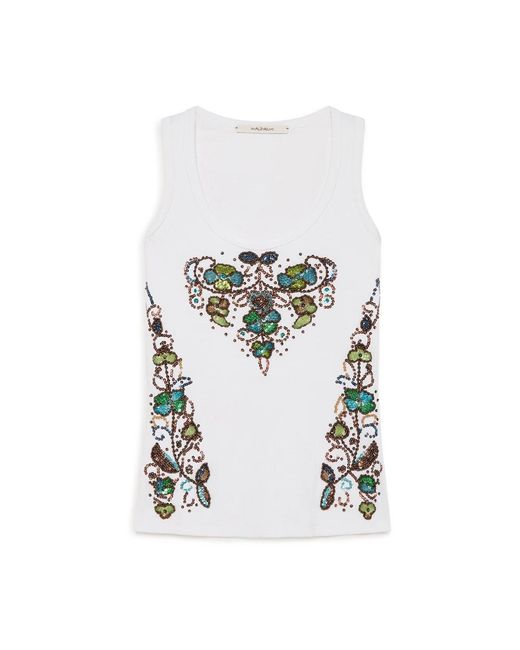Maliparmi White Sleeveless Tops