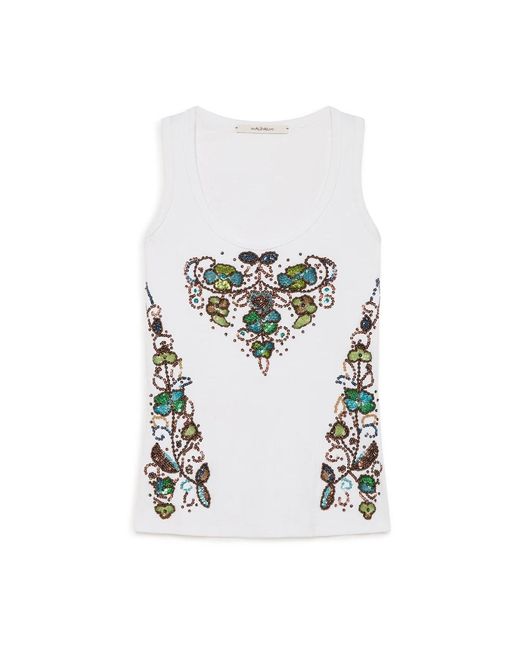 Maliparmi White Besticktes Tanktop