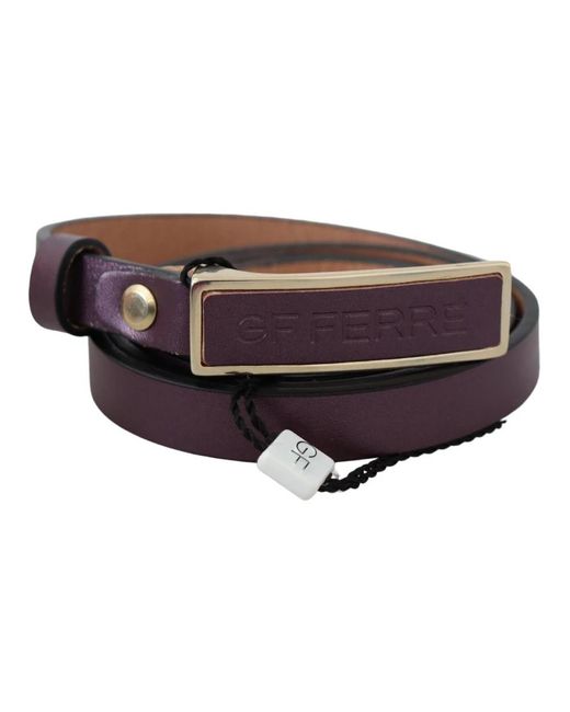 Gianfranco Ferré Accessoires ,Rood ,Leer Logo Buckle Waist Leather Skinny Belt in het Brown