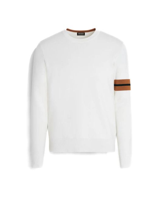 Zegna White Round-Neck Knitwear for men