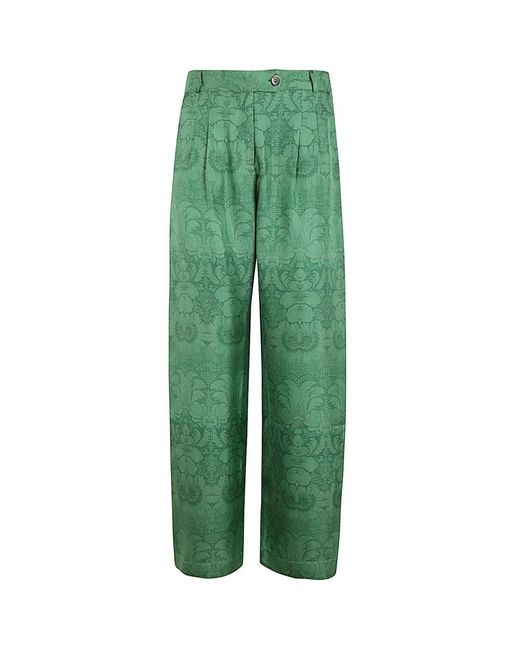 Pierre Louis Mascia Green Wide Trousers