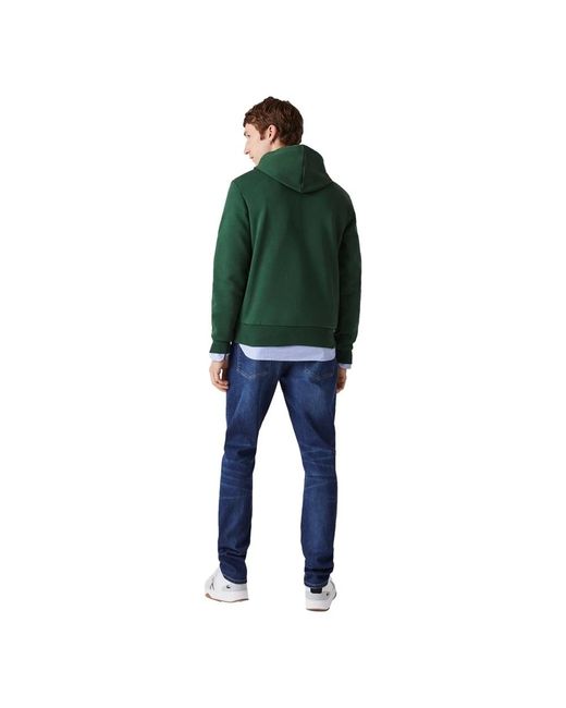 Sweat-shirt Organic Brushed Cotton Hoodie - Vert Lacoste pour homme en coloris Green