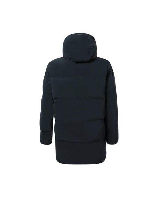 Herno Jassen ,Zwart ,Polyester New Impact Long Down Jacket in het Blue voor heren