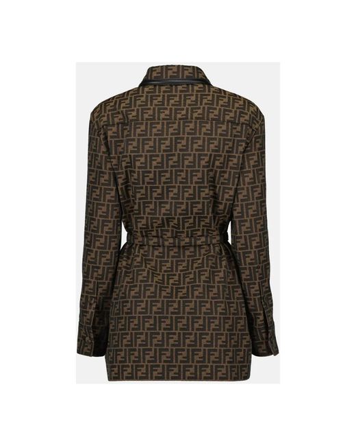 Fendi Jassen ,Bruin ,Katoen Giacca Ff Canvas in het Green