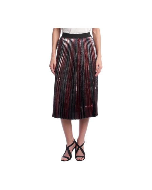 Zadig & Voltaire Metallic Gradiënt Geplooide Midi Rok in het Red