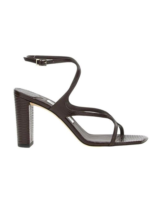 Jimmy Choo Metallic Braune Leder Blockabsatz Sandalen