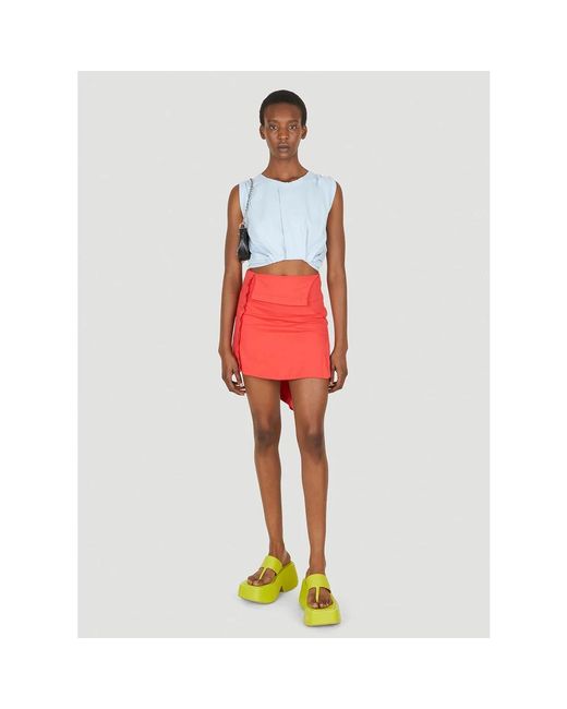 Lourdes Red Sleeveless Tops