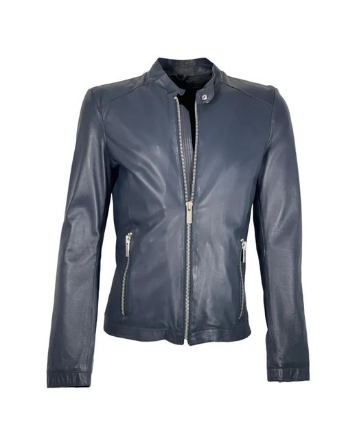 Oakwood Blue Leather Jackets for men