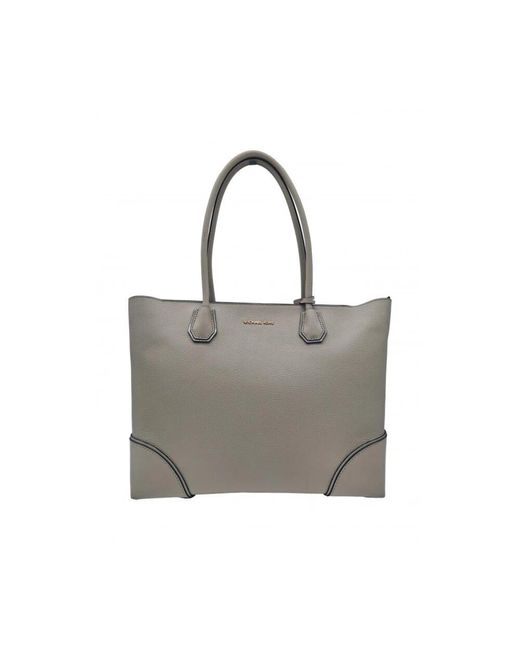 Michael Kors Gray Leder tote tasche mit reißverschluss