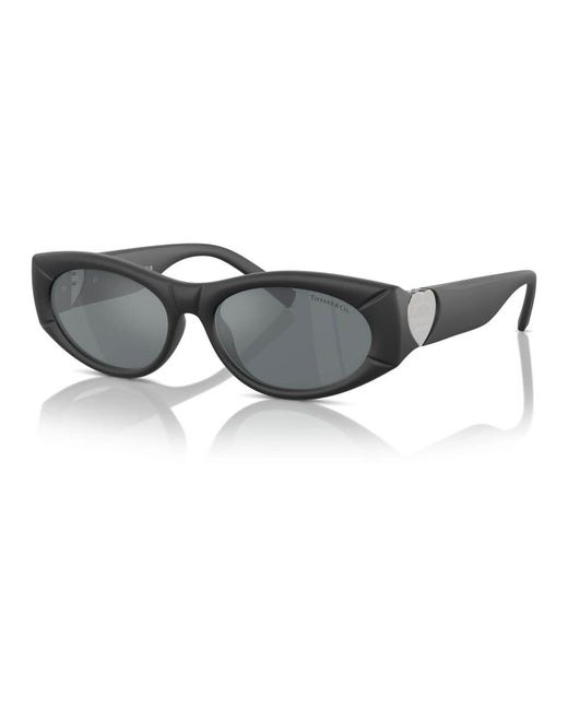 Tiffany & Co Gray Moderne ikonische sonnenbrille mit einzigartiger oberfläche