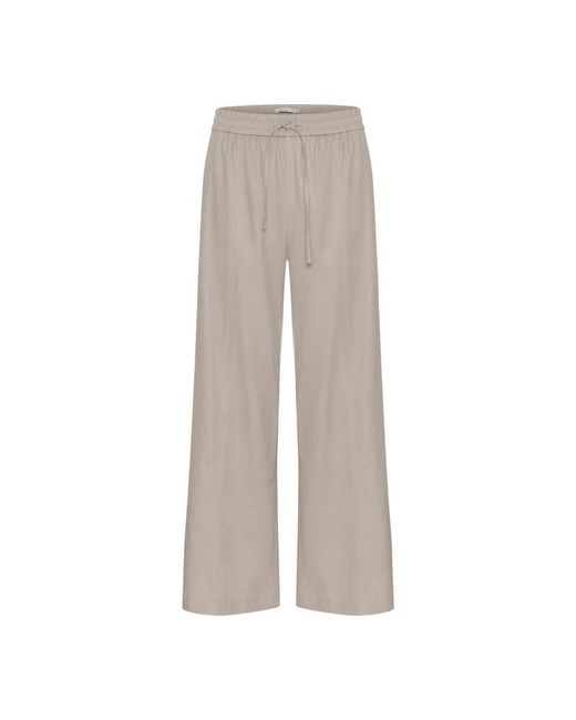 Gestuz Gray Leinenhose Mit Elastischem Bund Und Kordelzug