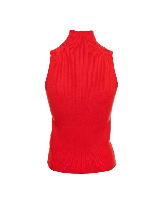Drykorn Red Turtleneck Stricktop, Bodycon Fit