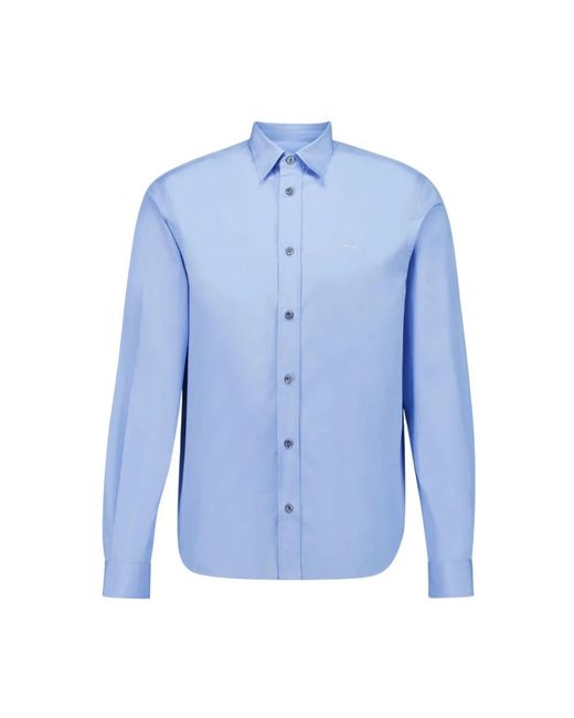 Prada Overhemden ,Blauw ,Katoen Katoenen Overhemd Met Parelmoeren Knopen in het Blue voor heren