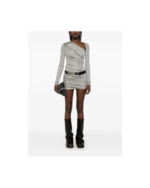 The Attico Gray Taupe graues asymmetrisches hals kleid