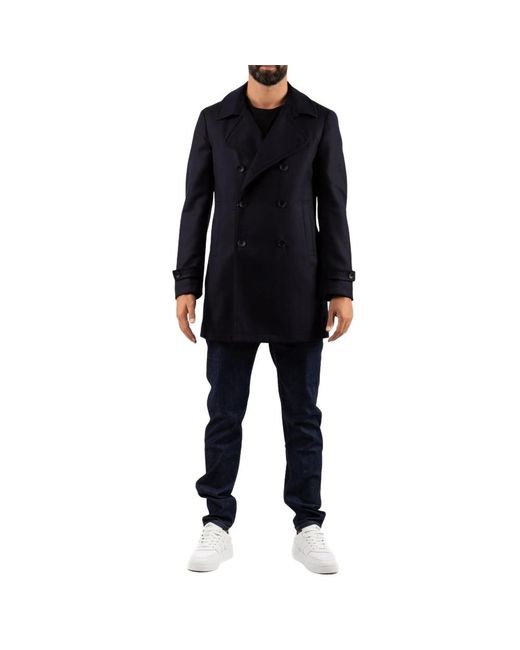 Tagliatore Jassen ,Blauw ,Wol Charlie Coat in het Black voor heren