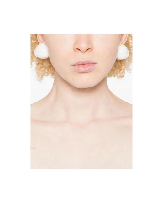 Fiorucci White Weiß Matt Sphärischer Clip-On Ohrring