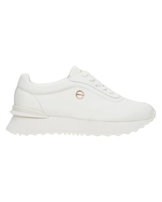 ESTRO White Weiße Ledersneaker Für Damen Mit Flexibler Sohle
