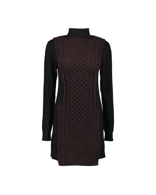 Fendi Kleedjes ,Paars ,Wol Paarse En Gele Coltrui Trui in het Black