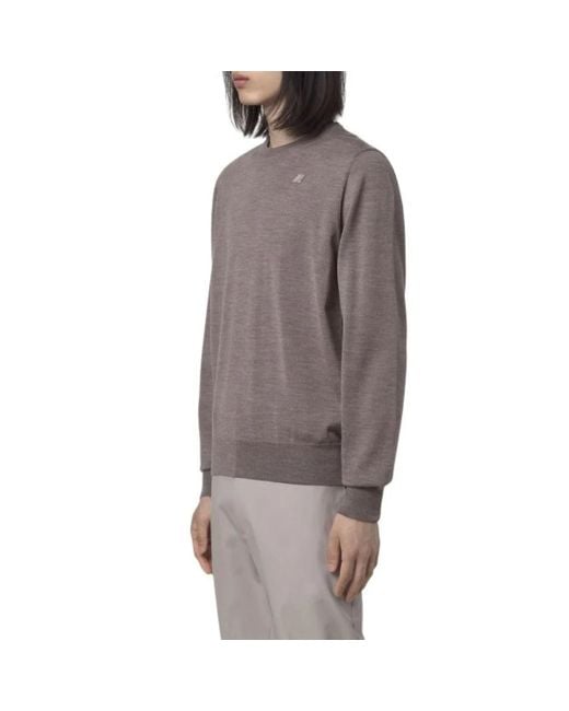 K-Way Gray Round-Neck Knitwear for men