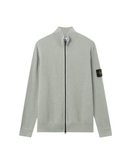 Stone Island Truien & Vesten ,Groen ,Katoen Geribbelde Zachte Katoenen Vest in het Gray voor heren