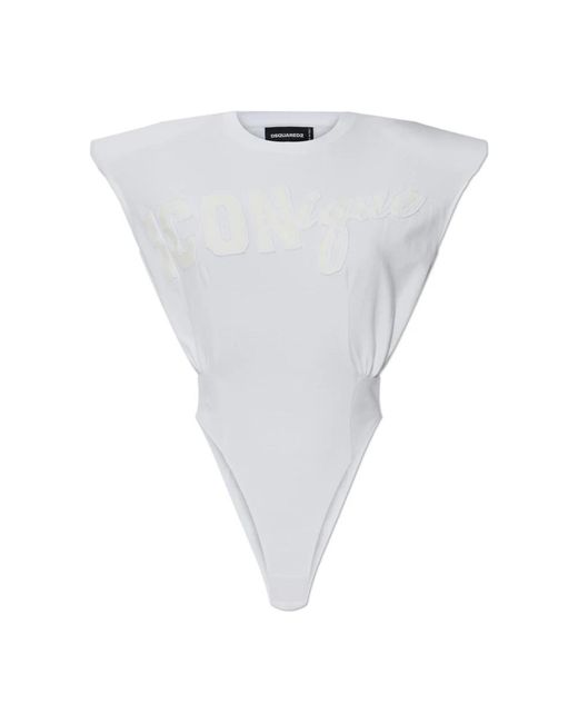 DSquared² Bodysuit Met Schoudervullingen in het White