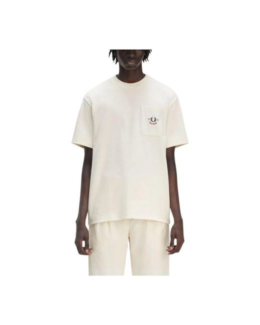 Fred Perry Tops ,Wit ,Katoen T-Shirt Met Zak Klassieke Stijl in het White voor heren