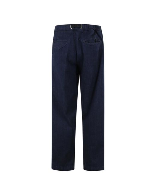 White Sand Blue Straight Trousers for men