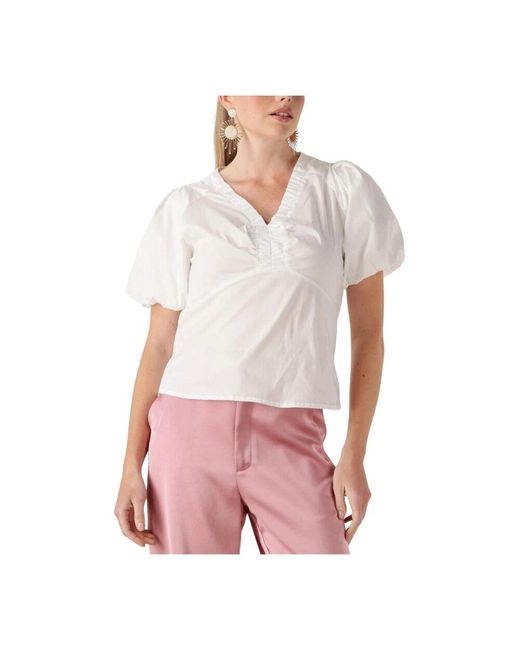 Neo Noir White Weiße Popeline Bluse Für Frauen