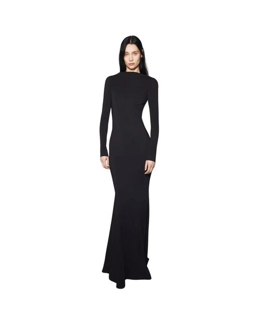 Mugler Kleedjes ,Zwart ,Leer Backless Buckled Crêpe Jurk in het Black