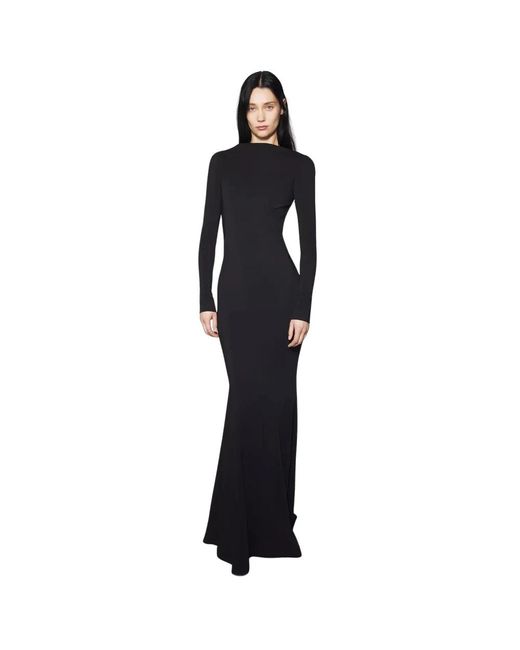 Mugler Kleedjes ,Zwart ,Leer Backless Buckled Crêpe Jurk in het Black