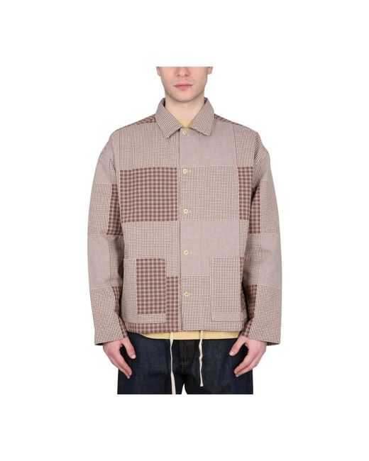 YMC Patchwork Check Shirt Jacket in het Brown voor heren