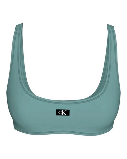 Calvin Klein Badmode ,Blauw ,Nylon Bralette Bikini Top Ronde Hals in het Green